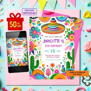 fiesta invitation, fiesta birthday invitation, fiesta party birthday invitation, mexican birthday invitation, mexican party invitation