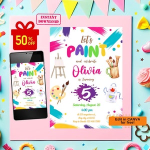 Painting Party Invitation, Art Party Invitation, Art Birthday Party Invitation, painting birthday invitation, painting invitation