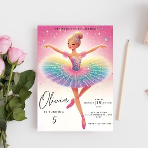 ballerina birthday invitation, ballerina invitation, ballet birthday invitation, ballerina invitation template, ballerina invite, digital