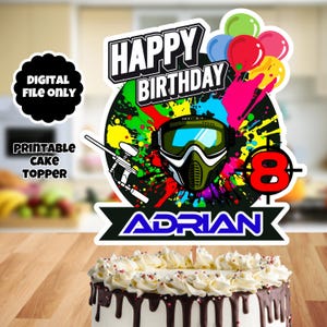 Printable Paintball Cake Topper, Paintball Cake Topper, Paintball Birthday Party, Paintball Party, Splattered Paint Label, cake decor