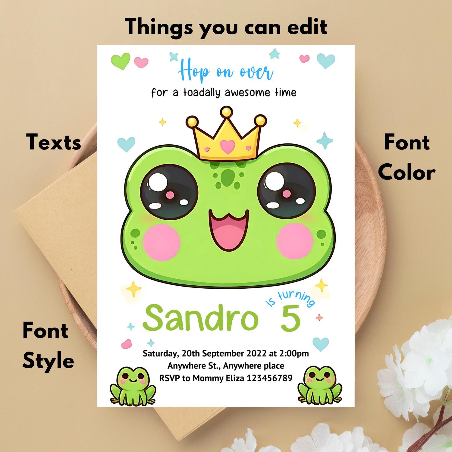 Frog Invite Frog Birthday Invitation Frog Invitation, Frog Party Invitation, Frog ...