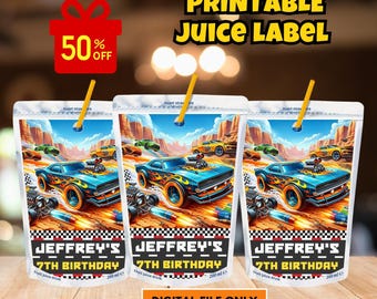 Etiqueta imprimible para Capri Sun con diseño de coche de carreras, etiqueta para jugo con diseño de coche de carreras, etiqueta para bolsa de jugo con diseño de coche de carreras, etiquetas para recuerdos de fiesta, etiqueta para Capri Sun hecha por uno mismo, etiqueta para jugo
