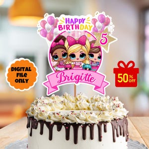 Décoration de gâteau d'anniversaire personnalisée petite poupée fille personnalisable poupée de mode décoration de gâteau imprimable