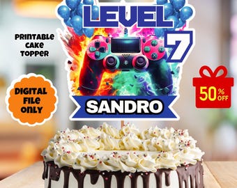personalized gamer cake topper, gaming cake topper,  Video Game Inspired Birthday Party Cake Topper, Customized Gamer Cake Topper, digital