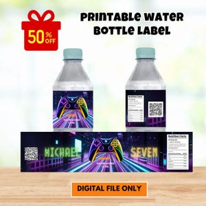 Editable Video Game Water Bottle Labels, Video Game Label, Gamer Water, Gamer Label, Gaming, Arcade, Level Up, Video Game Party Drink Labels