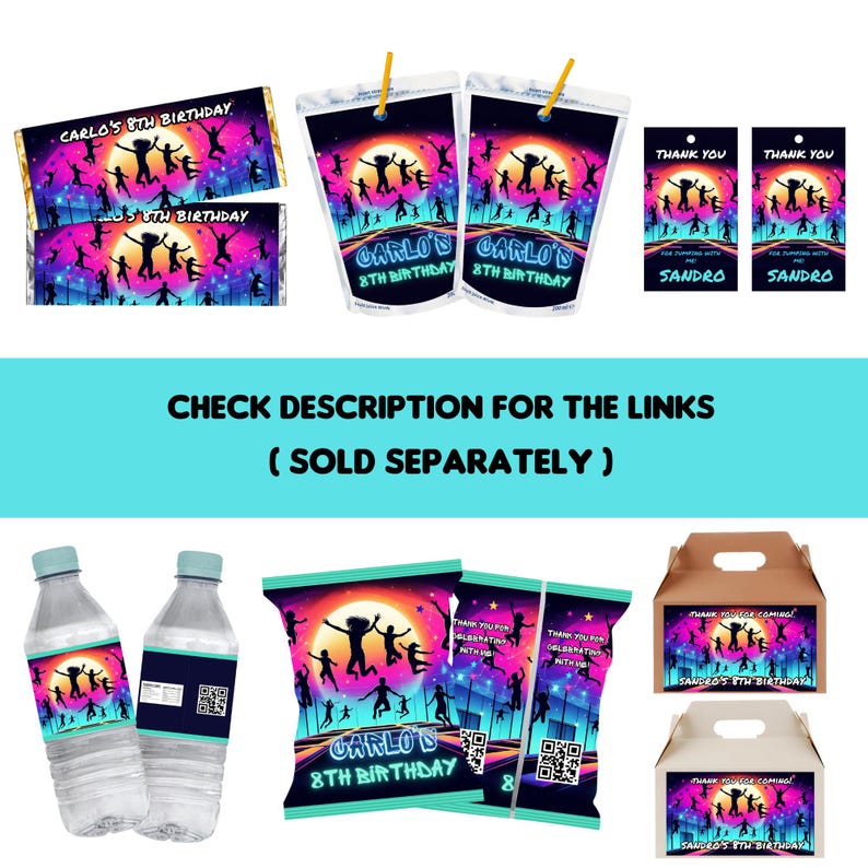 Editable Jump Water Bottle Label Jump Birthday Trampoline Label Bounce ...