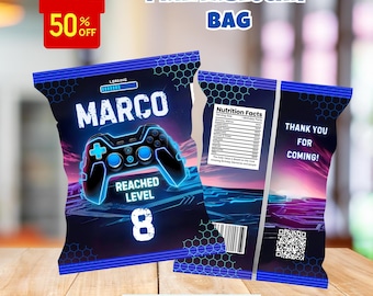 Editable chip bag Wrapper, Template Printable, Birthday chip bag, Canva Editable chip bag, Chip bag template, Potatoes wrapper, chip labels