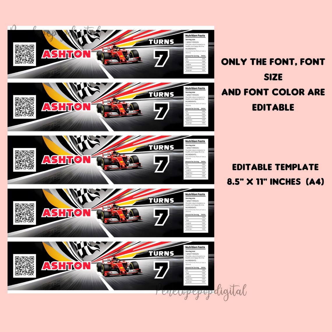 Saltstick Label Editable Red Race Car Party Bundle, Red Race Car Chip Bag, Juice Label ...