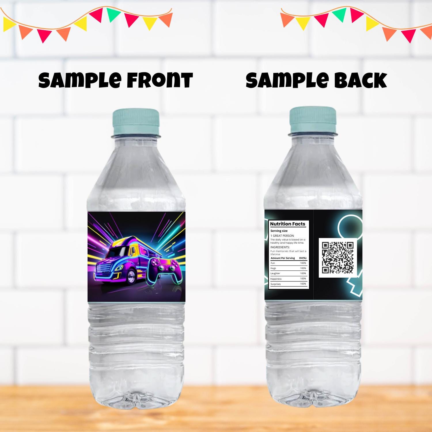 Editable Video Game Truck Water Bottle Labels, Video Game Label, Gamer ...