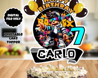 editable Cake Topper, Printable Cake Topper, Birthday party, Customizable Cake Topper for Boy Birthday, Cake Topper Printable