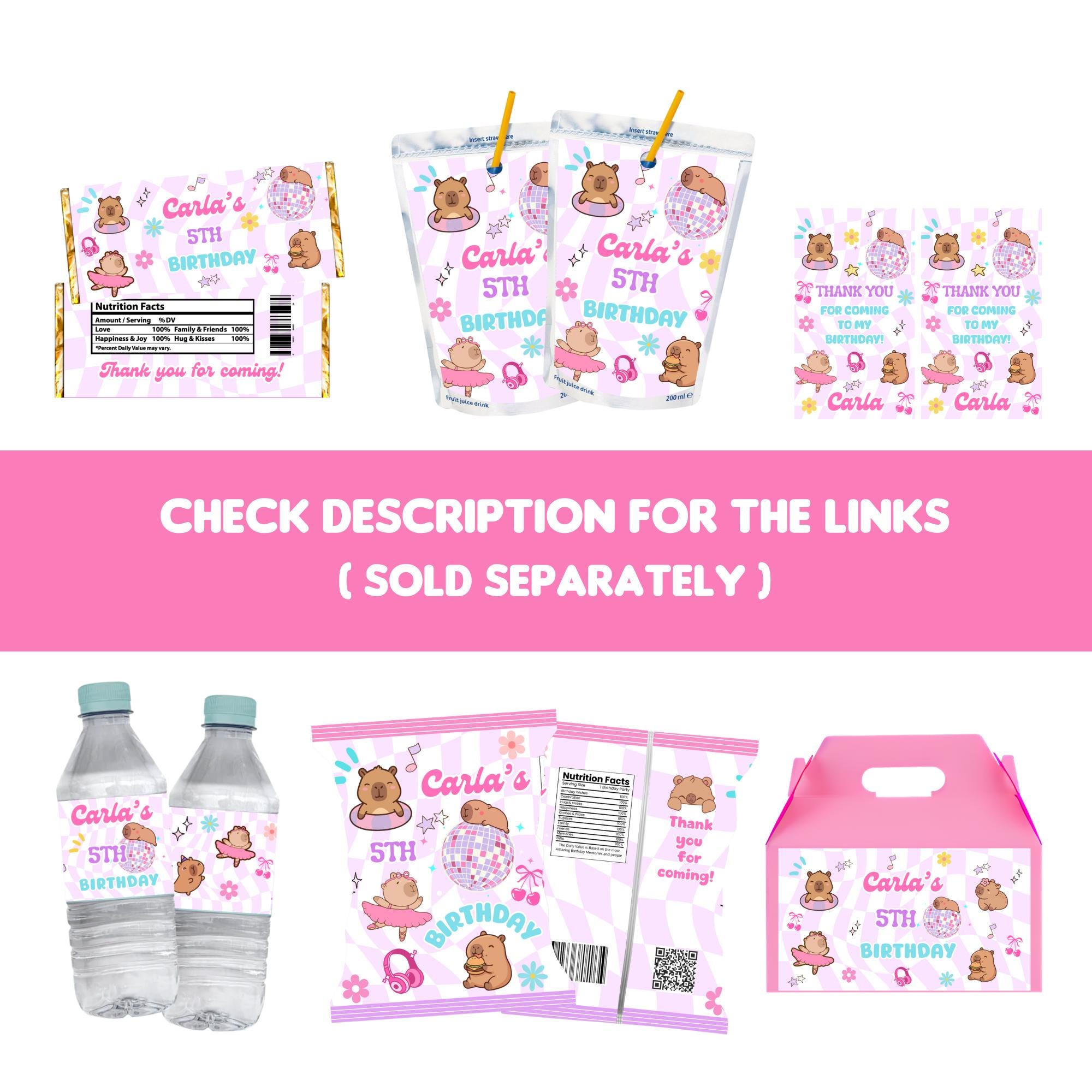 Capybara Gable Box Label Template, Printable Capybara Treat Box Label ...