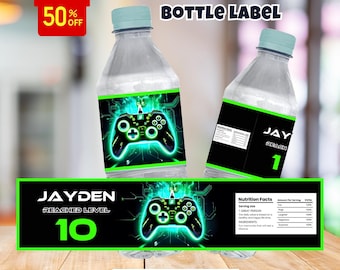 Etiquetas editables para botellas de agua con temática de videojuegos, Etiqueta de videojuegos, Agua para gamers, Etiqueta para gamers, Videojuegos, Arcade, Sube de nivel, Etiquetas para bebidas de fiestas con temática de videojuegos