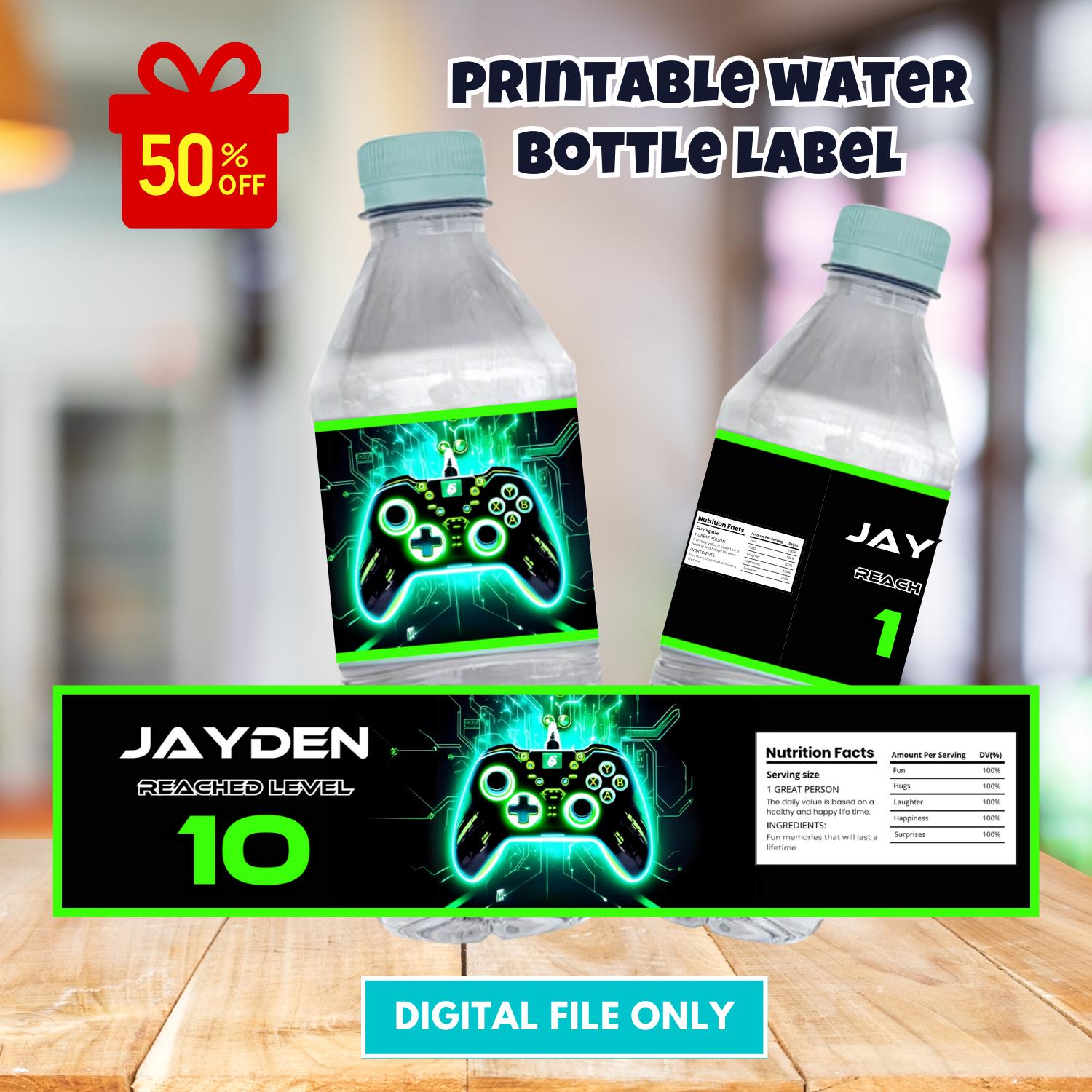 Game Location Label Editable Video Game Water Bottle Labels, Video Game Label, Gamer Water ...