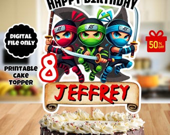 Decorazione per torta personalizzata a tema Ninja Warrior con protagonista il festeggiato, idee per torte a tema Karate 2113 - Italia