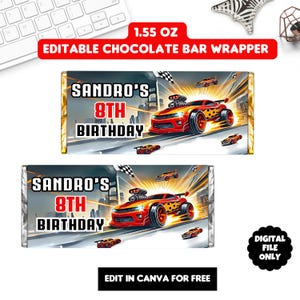 Race Cars chocolate wrappers, hot cars wheels chocolate wrapper, Race Car birthday celebration, DIY Race Car Chocolate Label, Party Favor