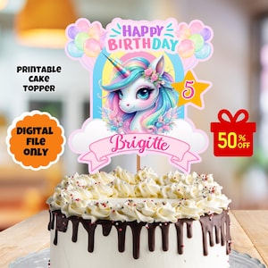 unicorn cake topper, rainbow unicorn cake topper, unicorn birthday decor, personalized cake topper, custom cake topper, pastel cake topper