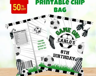 Editable Soccer Birthday chip bag, Template Printable, Football Soccer chip bag, kids Editable chip bag, Chip bag template, Sports chip bag