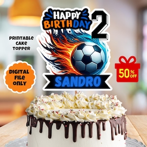 personalized soccer cake topper, customized cake topper, soccer cake topper, sports cake topper, party favor, digital download