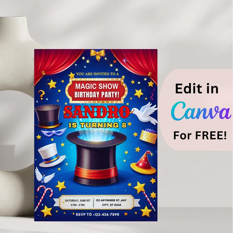 Magic Invite Magic Birthday Party Invitation, Magic Birthday Invite, Magic Show ...