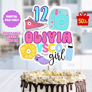 VSCO girl cake topper, printable girl VSCO cake topper, VSCO Girl Party, VscoGirl Birthday Vsco Cake Topper Centerpieces, digital download