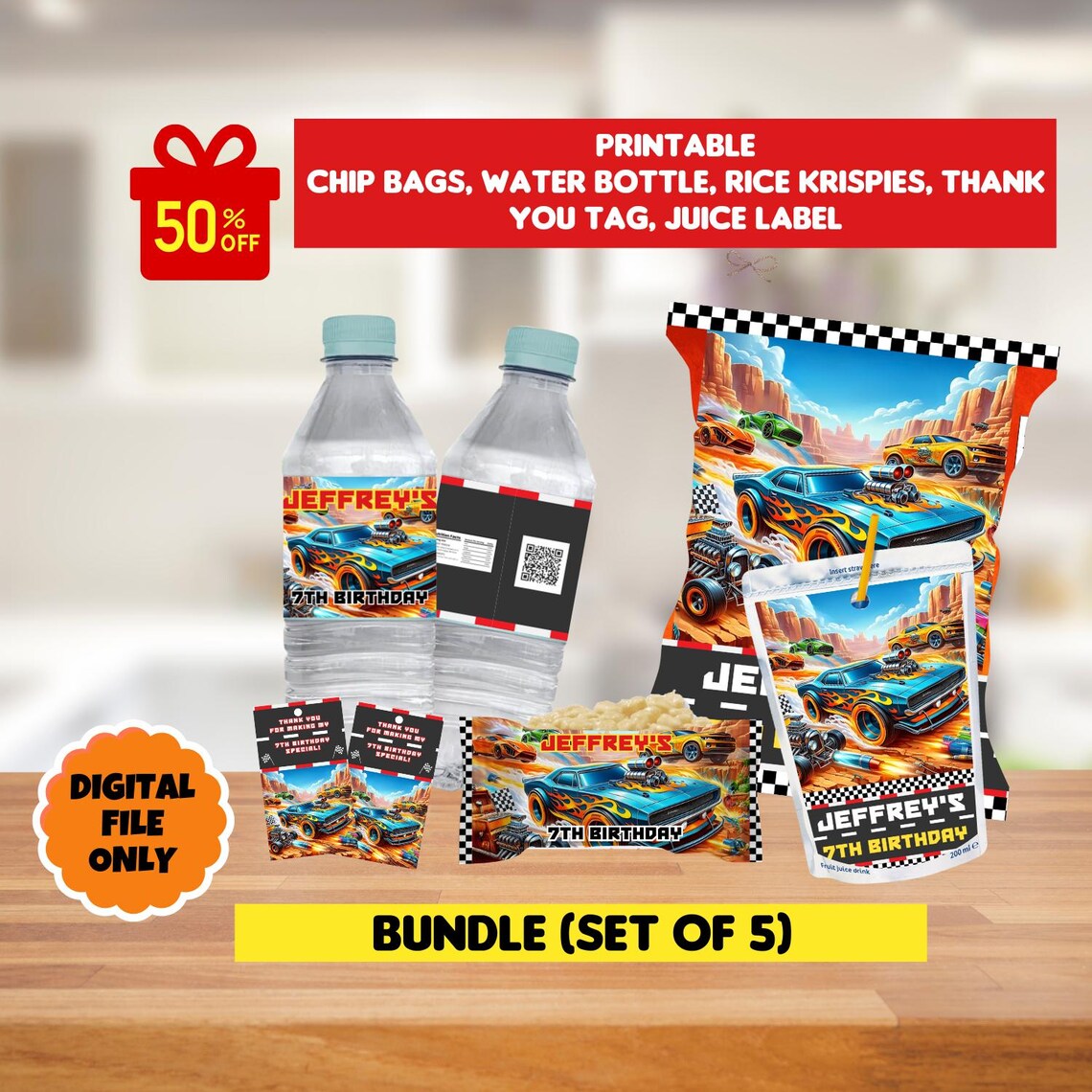 Editable Race Car Party Printables, Racing Chip Bags Rice Krispies ...