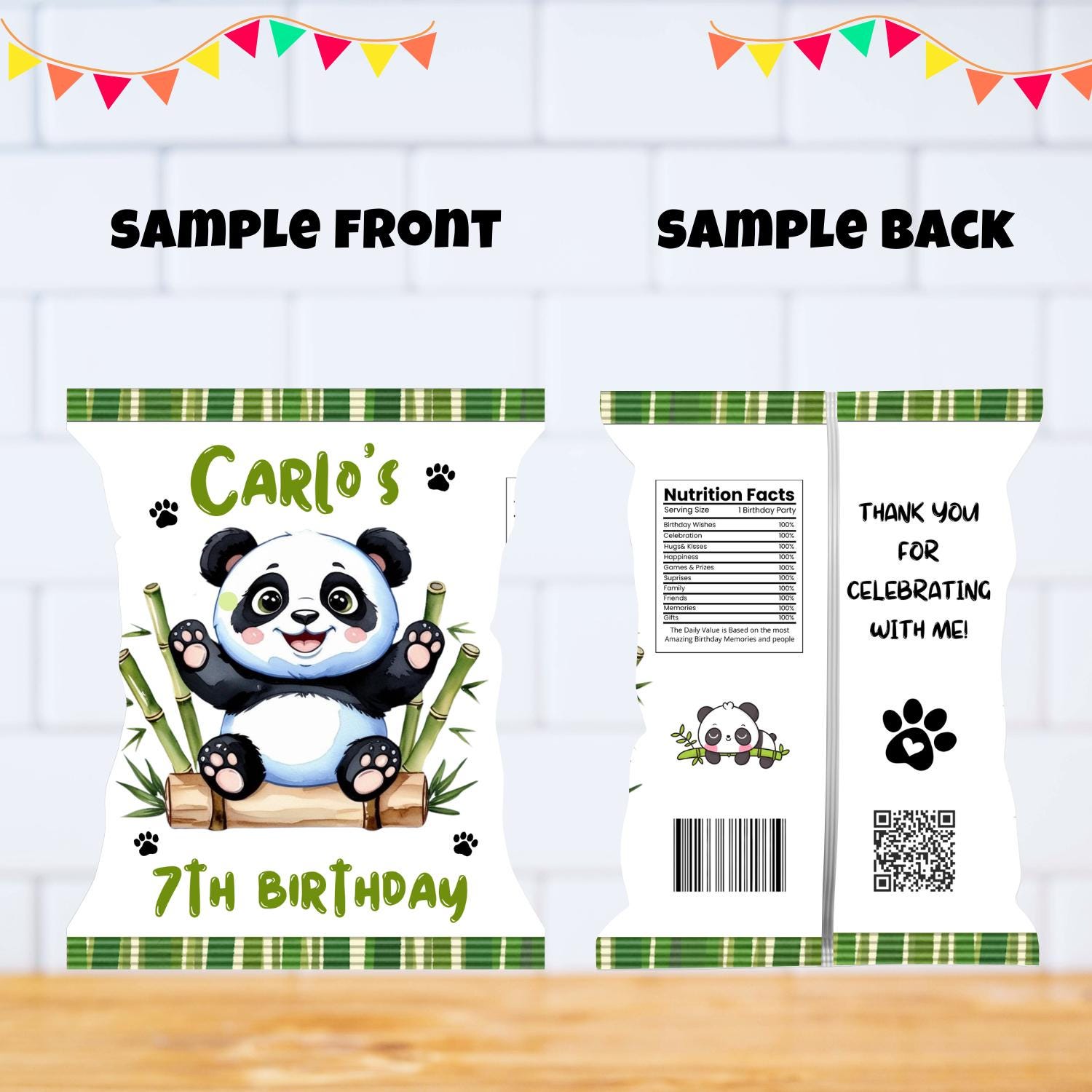 Panda Chip Bag Template, Editable Panda Potato Chip Bag Wrapper ...