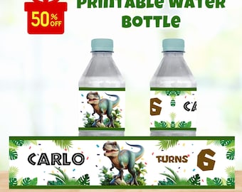 Etiqueta para botella de agua de T-Rex, Etiquetas de agua de dinosaurio, Etiquetas para bebidas de dinosaurio, Etiquetas para botellas de agua de dinosaurio, Etiqueta imprimible para recuerdos de fiesta de T-Rex