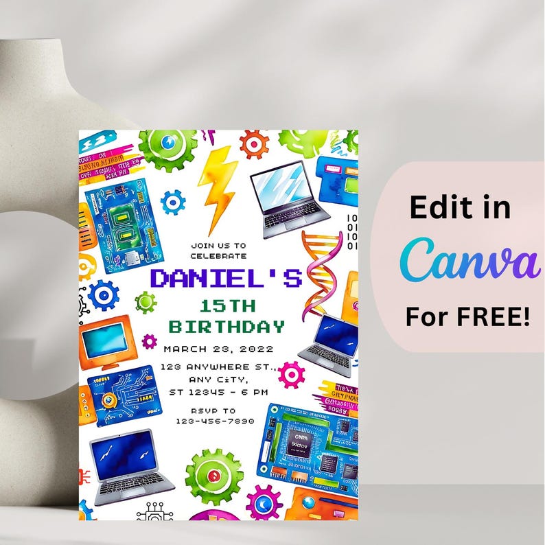Coding Birthday Party Invitation, EDITABLE Programming Party Invite ...