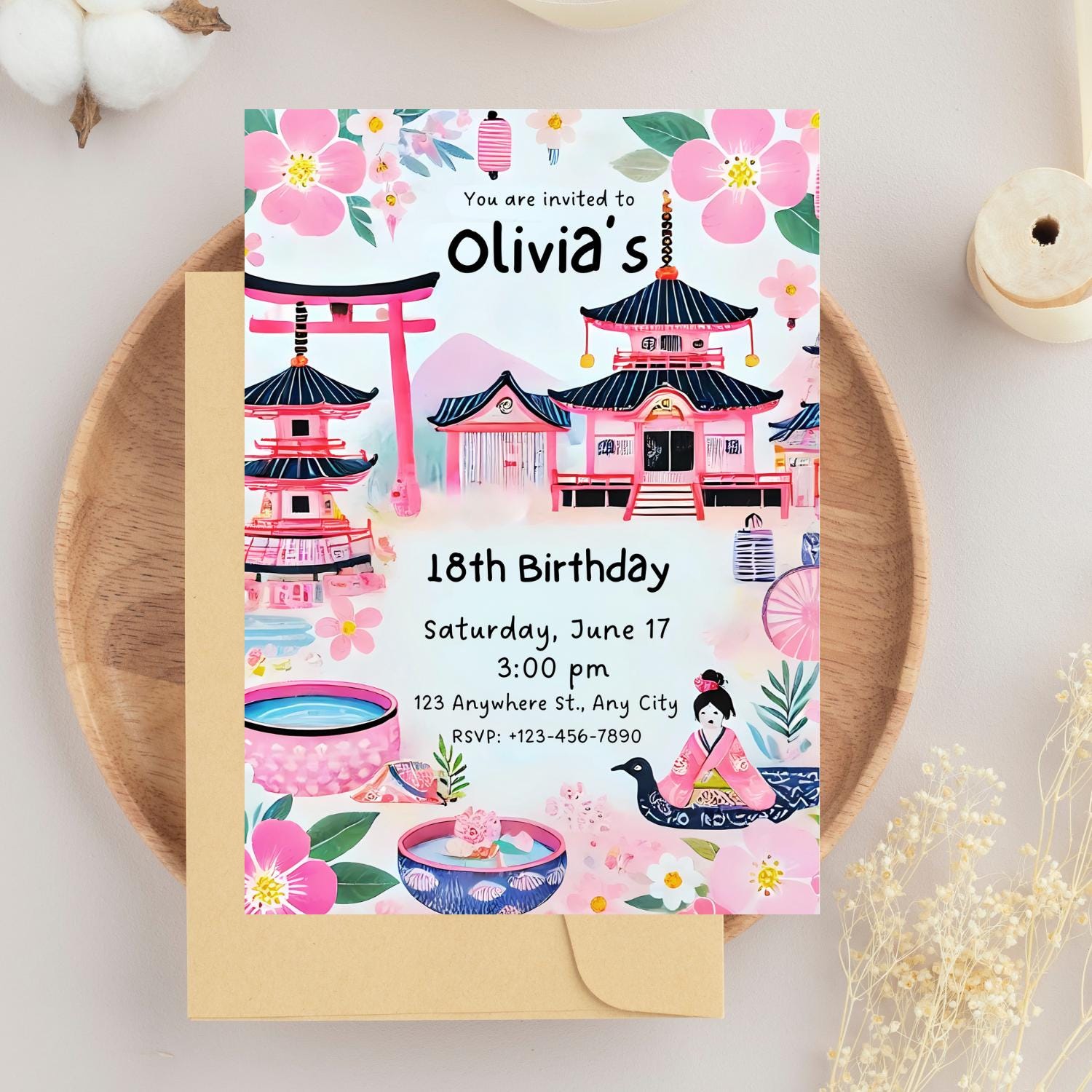 Japan Invite Japanese Themed Birthday Invitation, Editable Hibachi Party Invite ...