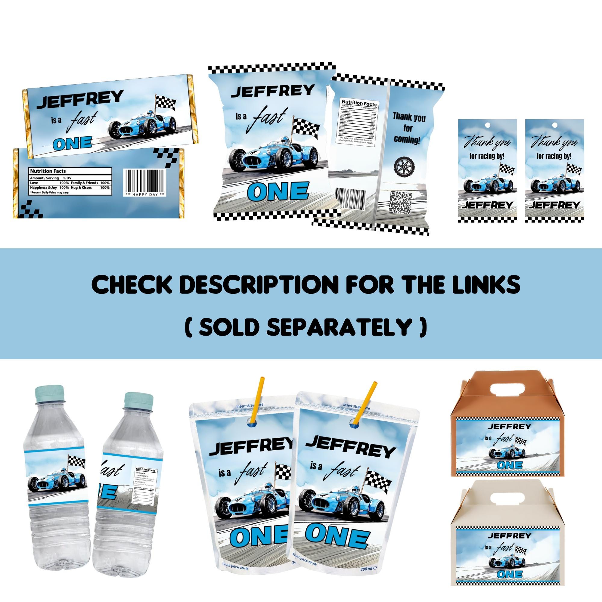 Editable Blue Race Car Gable Box Label, Printable Blue Sports Car Gift ...