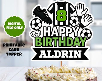 Personalized Soccer Cake Topper, customized Canva cake topper, Instant Download, Soccer theme, Sports Birthday, printable soccer cake decor