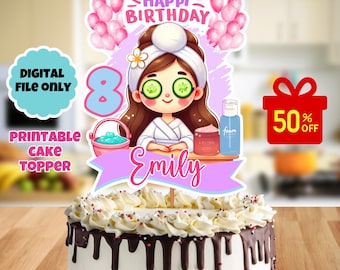 Adorno para tarta de spa, adorno para tarta de spa, adorno personalizado para tarta de spa, decoración para tarta de cumpleaños de spa personalizada