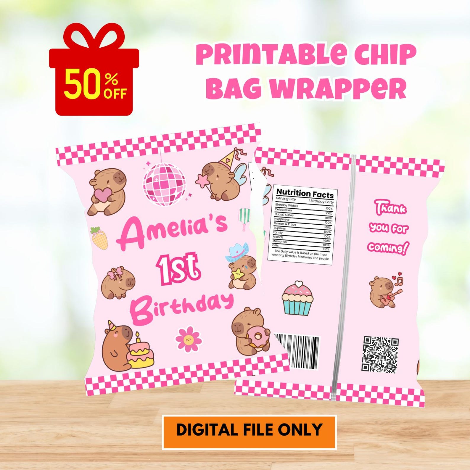 Editable Capybara Chip Bag Wrapper Template, Printable Capybara Potato ...