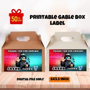 gamer Gable Box Label,  Birthday Favor Label, Custom Gable Box Label,  Favor Label, Custom Favor Label,