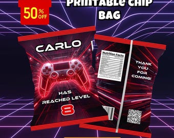 Editable chip bag Wrapper, Template Printable, Birthday chip bag, Canva Editable chip bag, Chip bag template, Potatoes wrapper, chip labels
