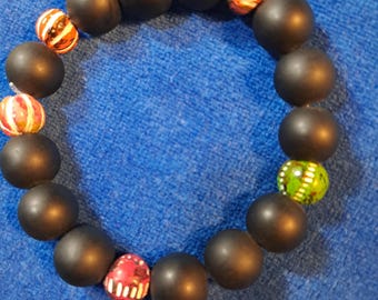 Wooden beaded stretch bracelet