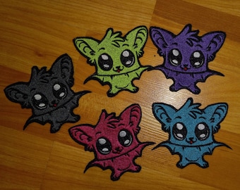Cute Bat, Adorable Large Eyed Bat, Embroidered Patch for Clothing, Baby Bat,Gothic Horror, Gothic Paste,Iron on Patch, Spooky, Applique