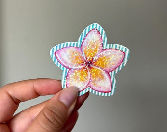 Sparkly Plumeria Flower Sticker