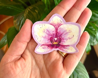 Sparkly Orchid Flower Sticker - Botanical Art, Waterproof Vinyl Sticker