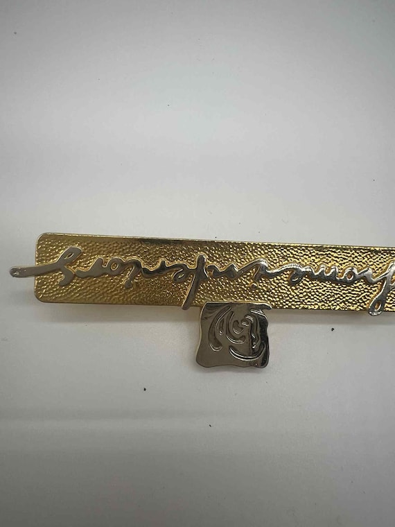 Armenian Script Bar Brooch, Text Statement Pin, C… - image 1