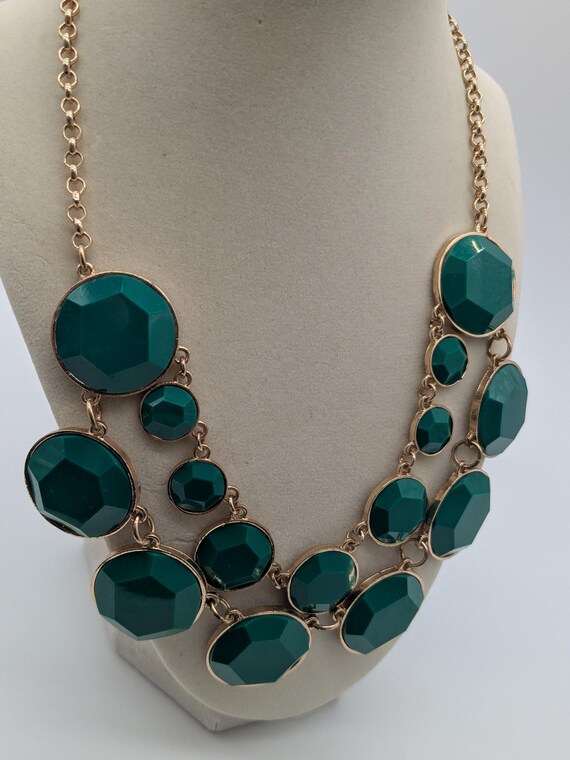 Statement Teal Bubble Bib Necklace – Bold Chunky … - image 2