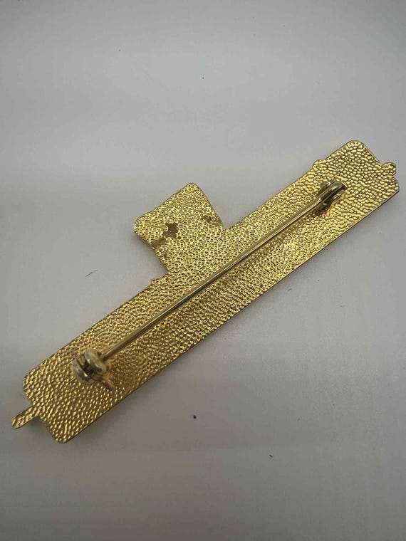 Armenian Script Bar Brooch, Text Statement Pin, C… - image 2