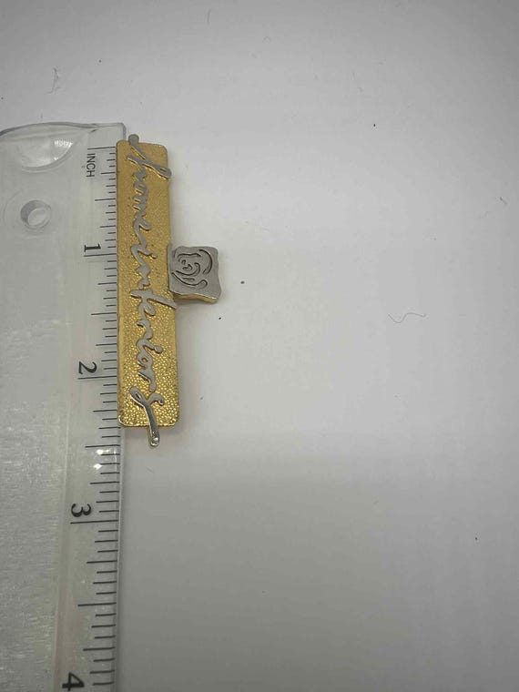 Armenian Script Bar Brooch, Text Statement Pin, C… - image 3