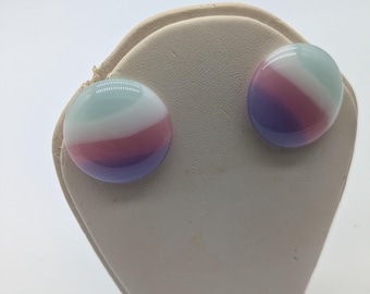 Vintage Boho Multicolor Pastel Stud Earrings by Avon – 1980s Retro Jewelr