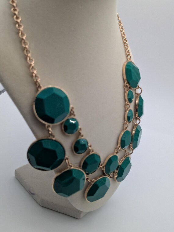 Statement Teal Bubble Bib Necklace – Bold Chunky … - image 3