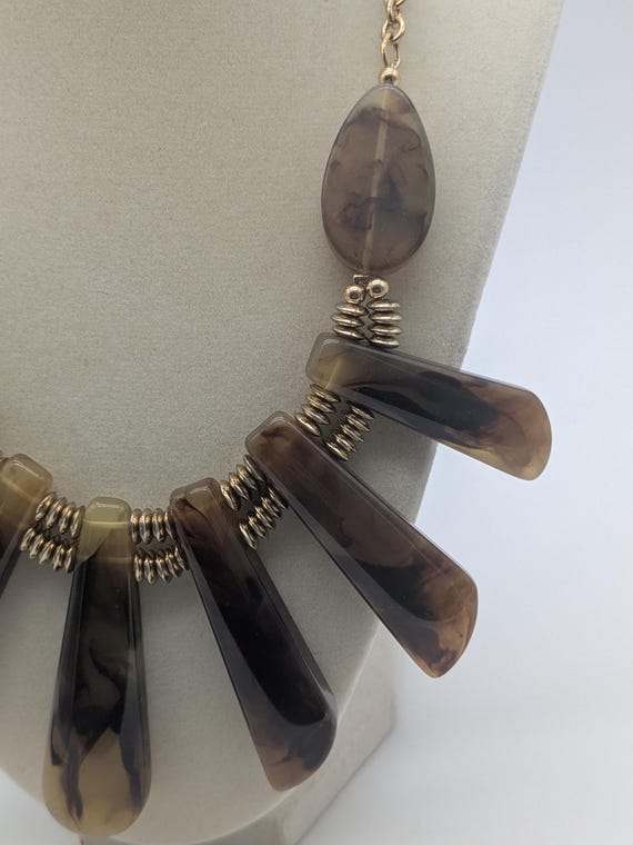 Bold Brown Statement Necklace – Chunky Acrylic Fa… - image 2