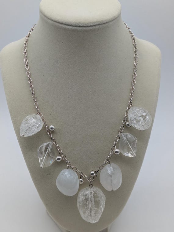 Clear Beaded Statement Necklace – Chunky Acrylic … - image 1