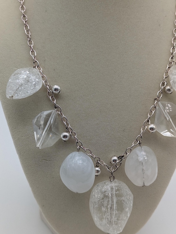 Clear Beaded Statement Necklace – Chunky Acrylic … - image 2