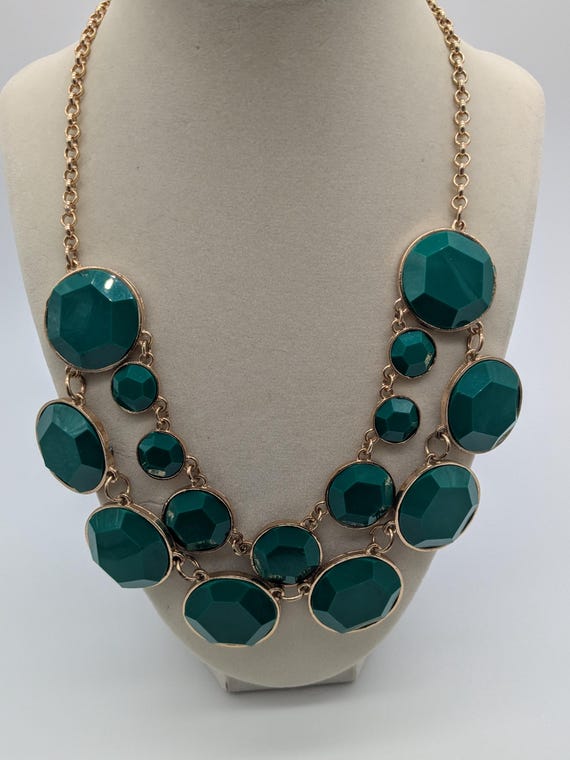 Statement Teal Bubble Bib Necklace – Bold Chunky … - image 1
