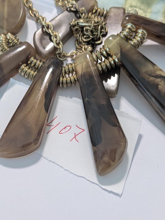 Bold Brown Statement Necklace – Chunky Acrylic Fa… - image 5